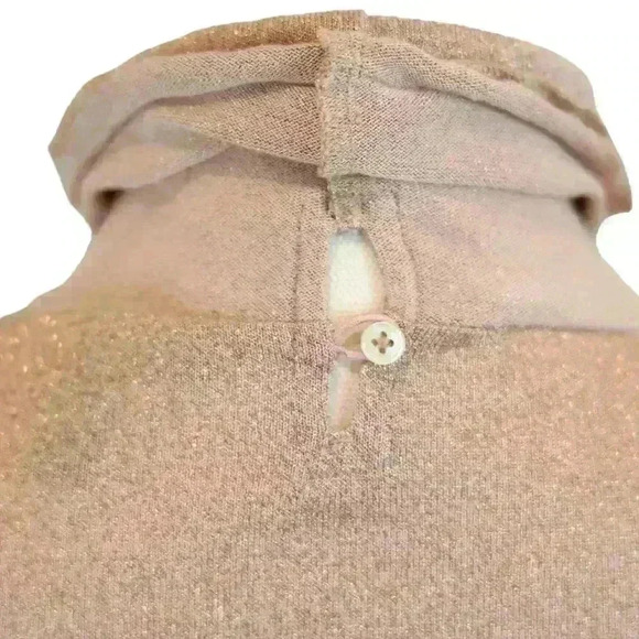 J.Crew Sparkle Pink Rose Gold Turtleneck w/ Lettuce Edge Cuffs & Trim Size Small - Picture 3 of 9